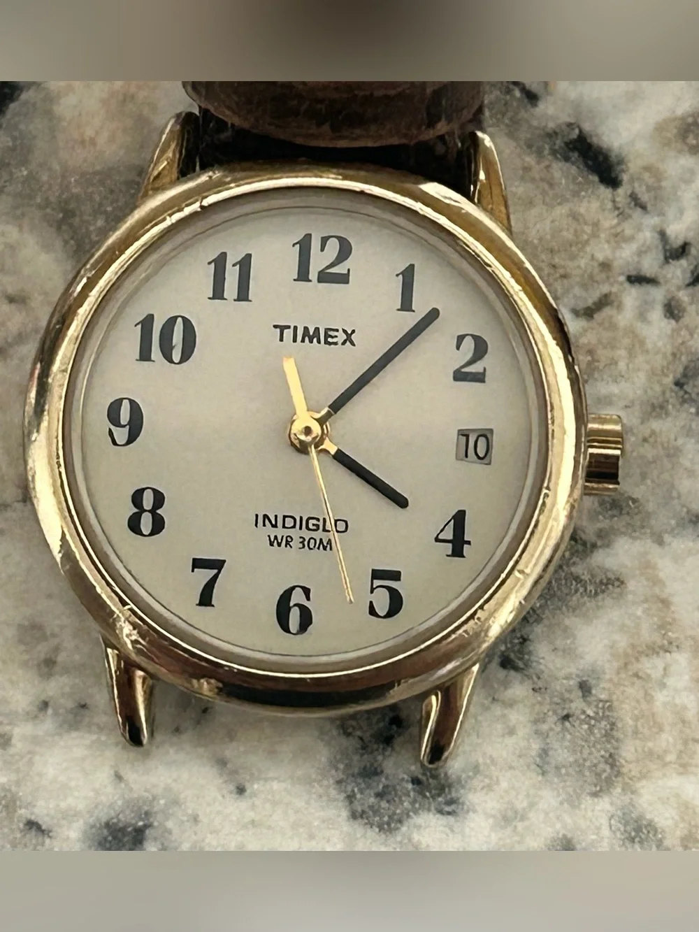 Vintage Timex Easy Reader Indiglo Gold Tone Date Watch Untested